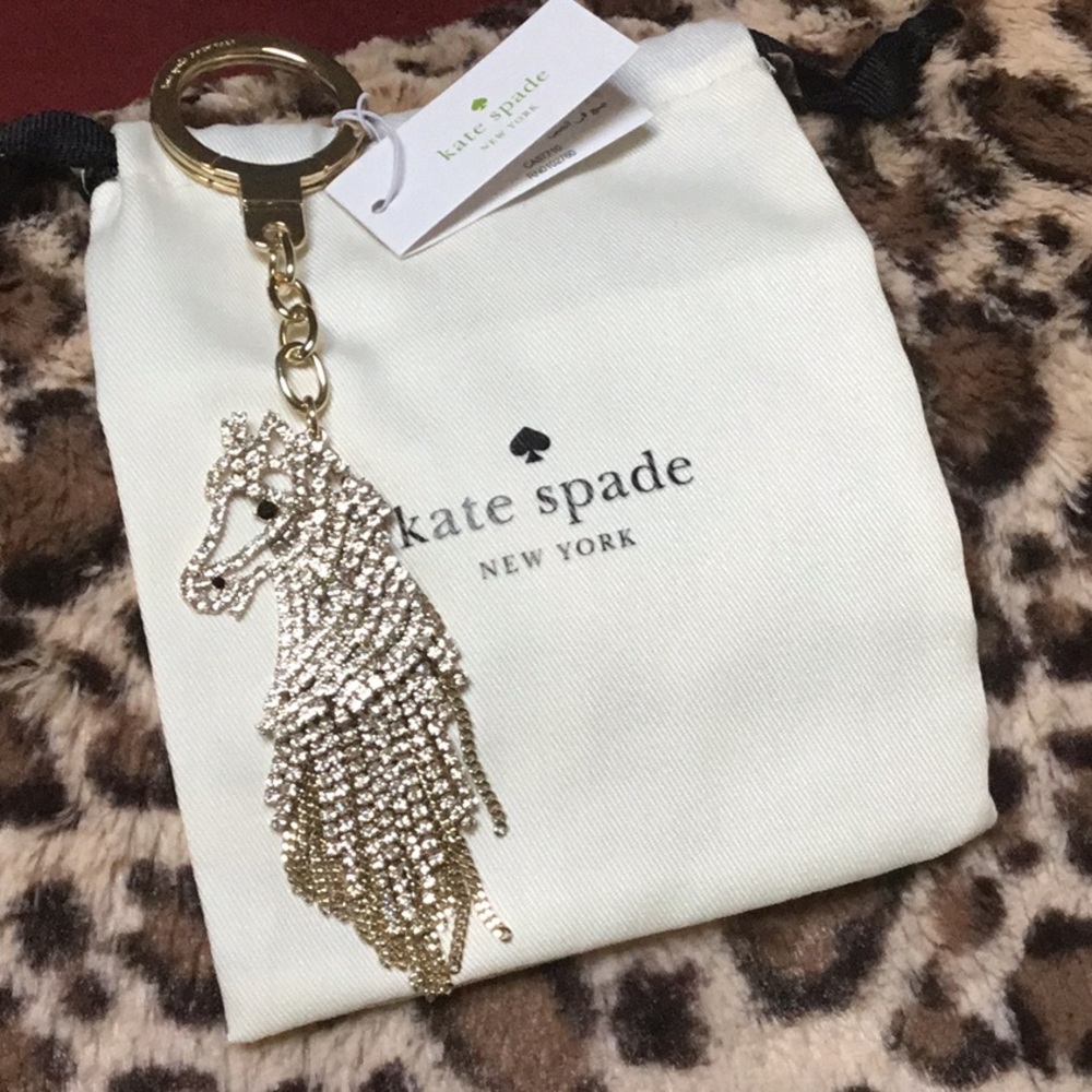 KATE SPADE BLING CRYSTAL HORSE KEYCHAIN FOB